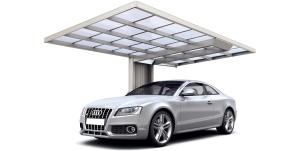Welldach-Einzelcarport Swingline Typ 60 Edelstahl-Look 274,6 cm